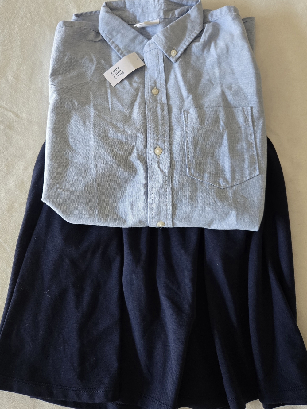 GAP Kids Girls School Uniform, Light Blue Button-Down Shirt With Dark Blue Skort